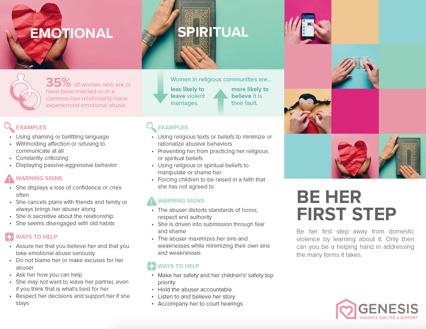 Back side of Be Her First Step Brochure